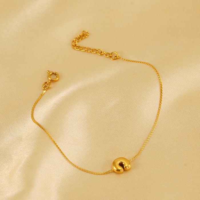 1 Stück Simple Series Daily Letter Edelstahl 18 Karat vergoldet Unisex Kettenarmbänder h5Bild3
