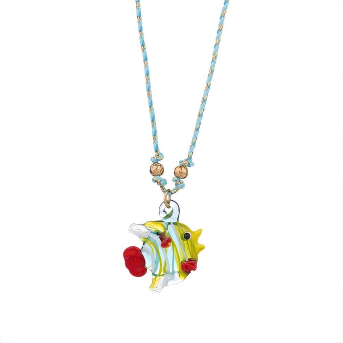 1 Piece Polychrome Series Vacation Tropical Fish Shape Glass Women's Pendant Necklaces h5Picture9