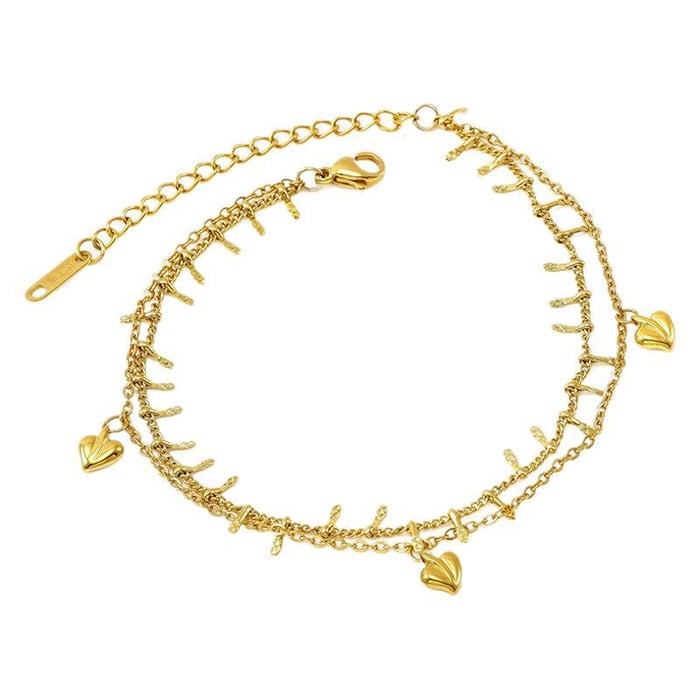 1 piece simple series classic heart stainless steel  gold plated women chain bracelets h5Picture6