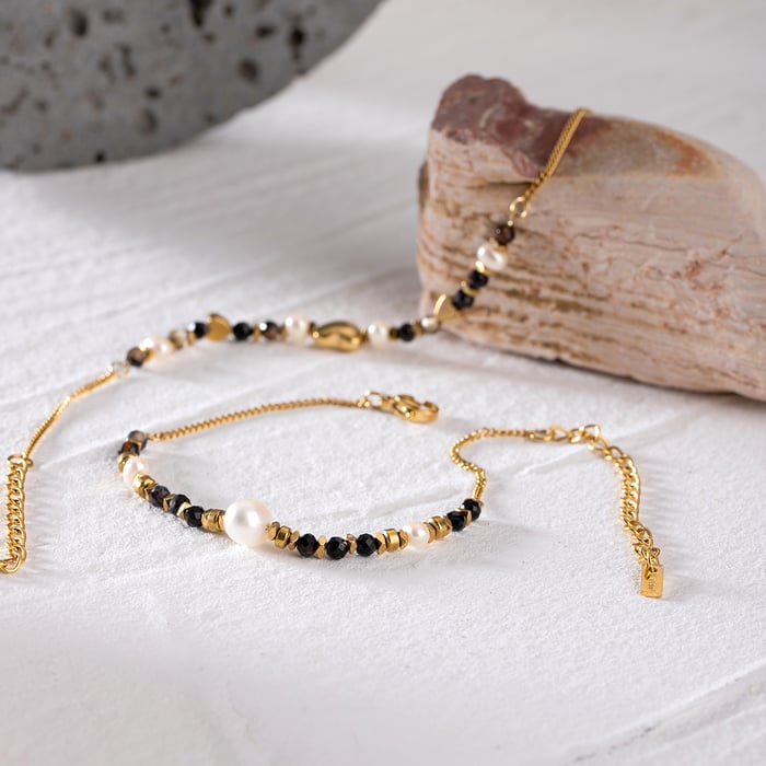 1 piece simple series elegant beads stainless steel  gold plated natural stone women charm bracelets h5Picture4