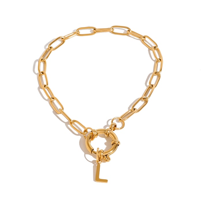 1 piece simple series simple letter stainless steel  gold plated women charm bracelets h5Picture5