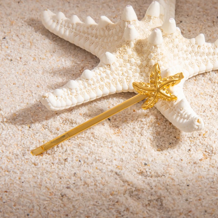 1 Stück Romantische Serie Urlaubsschildkröte Edelstahl Goldfarben Damen Haarspangen Bild4