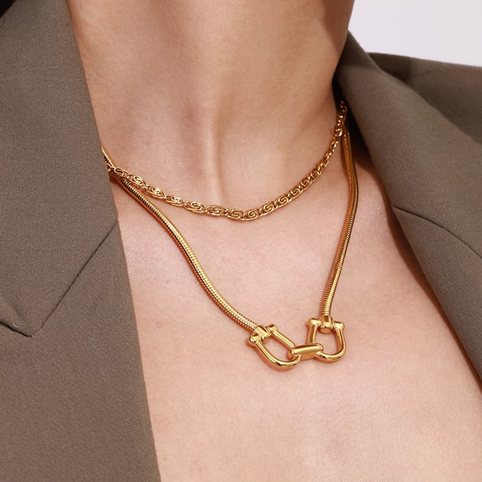 1 piece fashionable series  line stainless steel gold color women's pendant necklaces h5Picture3