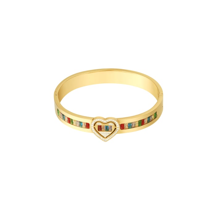 1 Stück Luxuriöse Serie Klassische Herz Edelstahl Gold Farbe Damen Armreifen h5Bild5