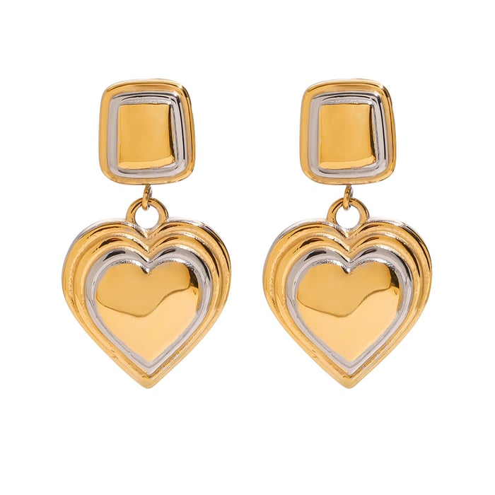 1 Paar Tropfenohrringe aus Edelstahl der Romantic Series mit klassischem Herzdesign, 18 Karat vergoldet h5Bild6