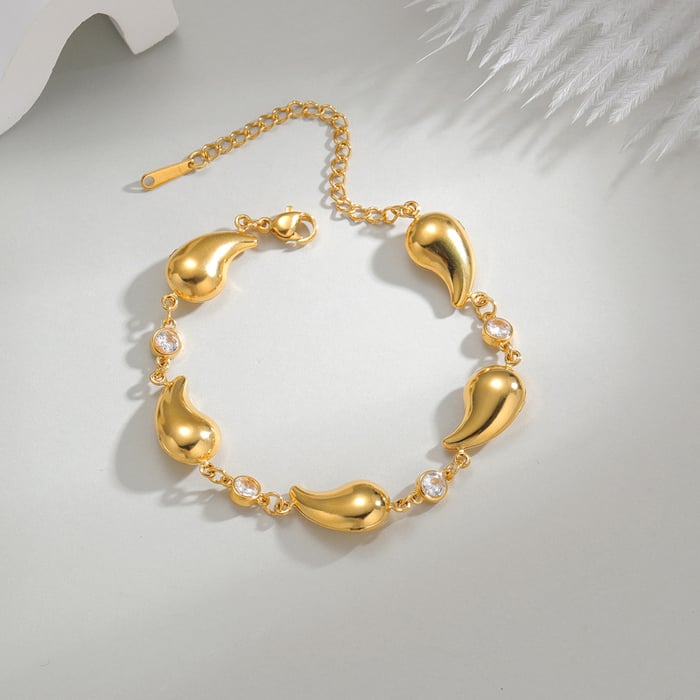 1 Stück Simple Series Punk Droplet Edelstahl 18 Karat vergoldet Strass Damen Charm Armbänder h5Bild4