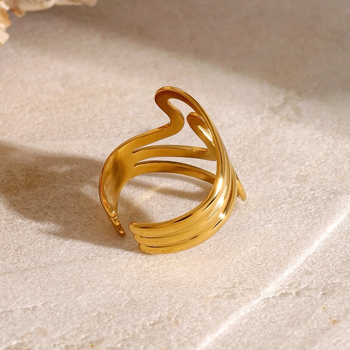 1 Piece Geometric Stainless Steel Gold Plated Women's Single Ring h5Picture4