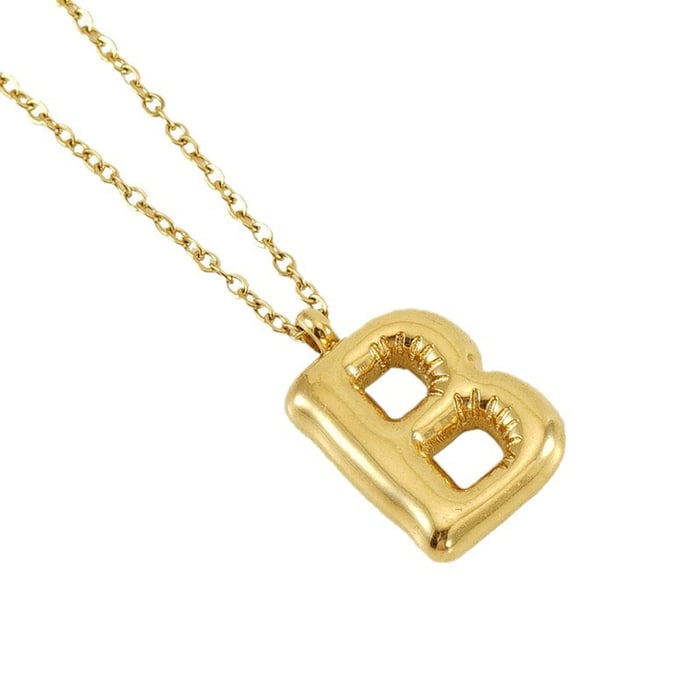 1 pezzo semplice serie lettera semplice titanio acciaio placcato oro 18K donne collane con ciondolo h5Immagine5