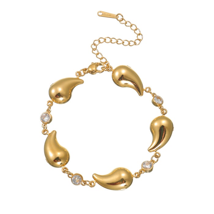 1 Stück Simple Series Punk Droplet Edelstahl 18 Karat vergoldet Strass Damen Charm Armbänder h5Bild5