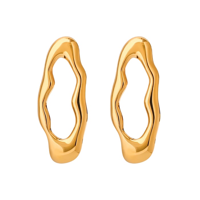 1 pair classic series  irregular oval stainless steel gold color women's stud earrings h5Picture10