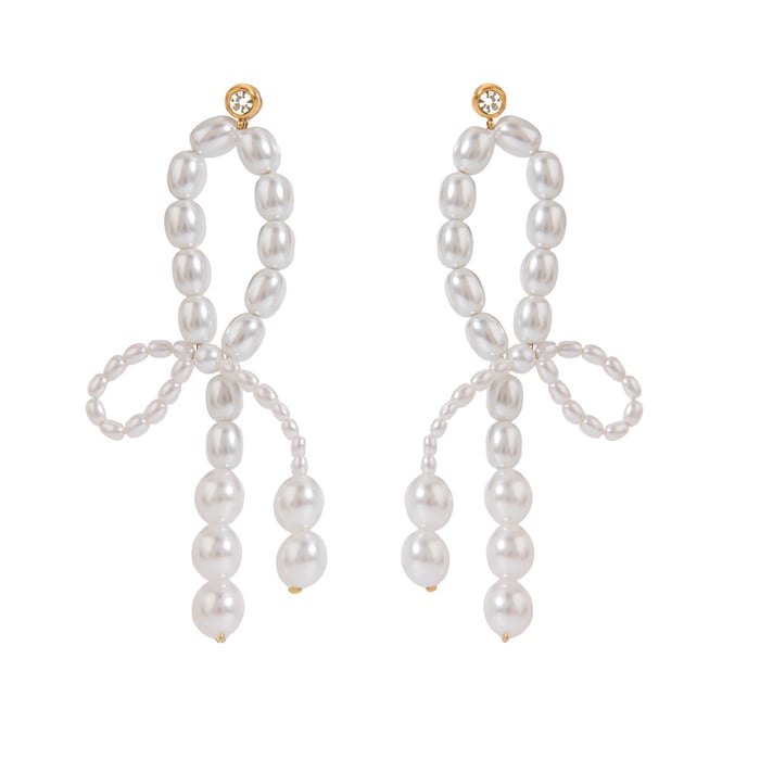 1 pair luxurious series elegant line stainless steel  gold plated artificial pearl women drop earrings h5Picture6
