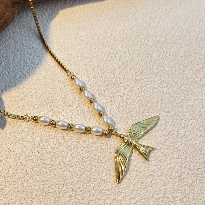 1 Piece Bird Stainless Steel Gold Color Women's Pendant Necklaces h5Picture5