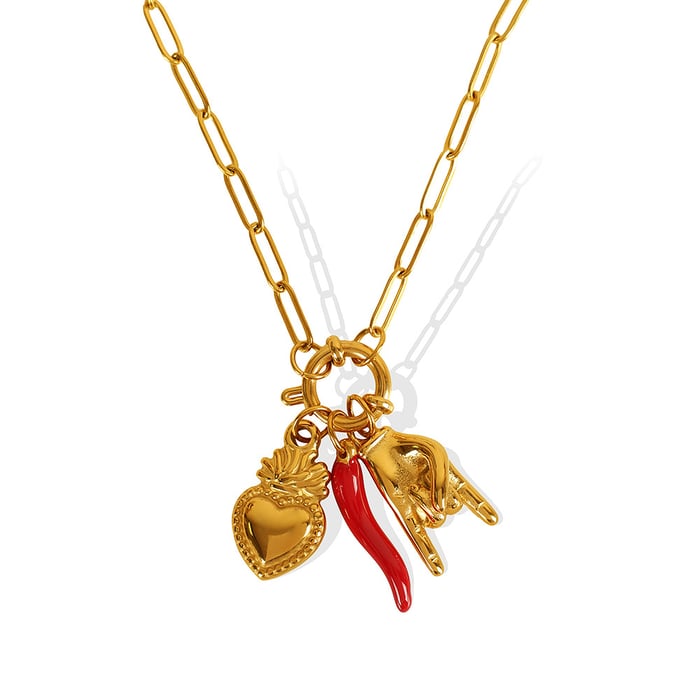 1 piece simple series retro heart stainless steel  gold plated women pendant necklaces h5Picture6