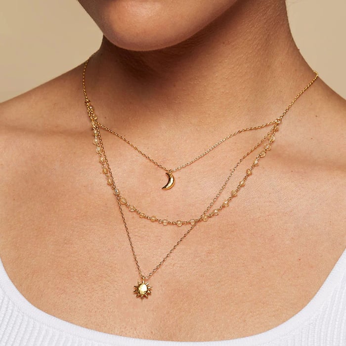 1 stück luxuriöse serie style star edelstahl gold farbe damen layered halsketten h5Bild3