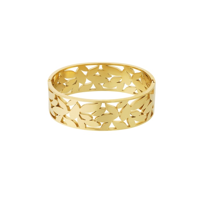 1 Piece Intricate Series Natural Leaves Stainless Steel Gold Color Women's Bangles h5Picture7