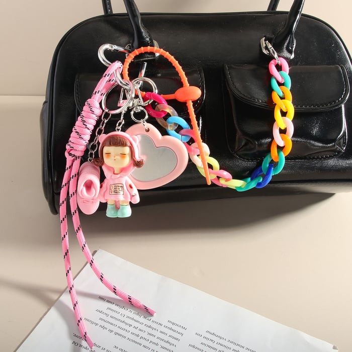 1 Piece Designable Series Casual Clother Kid & Heart Mirror Rayon Women's Bag Charms h5Picture3