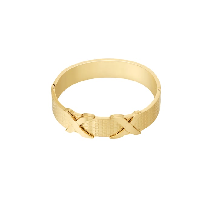 1 Piece Modern Series Classic X Letter Stainless Steel Gold Color Women's Bangles Picture5