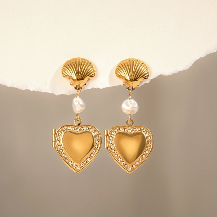 1 Pair Luxurious Series Retro Seashell Stainless Steel Gold Color Women's DIY Drop Earrings h5Picture5