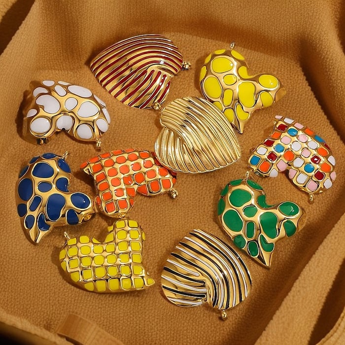 1 Paar Anhänger aus der Romantischen Serie mit süßem Herz aus Edelstahl, 18 Karat vergoldet, für Damen h5Bild4