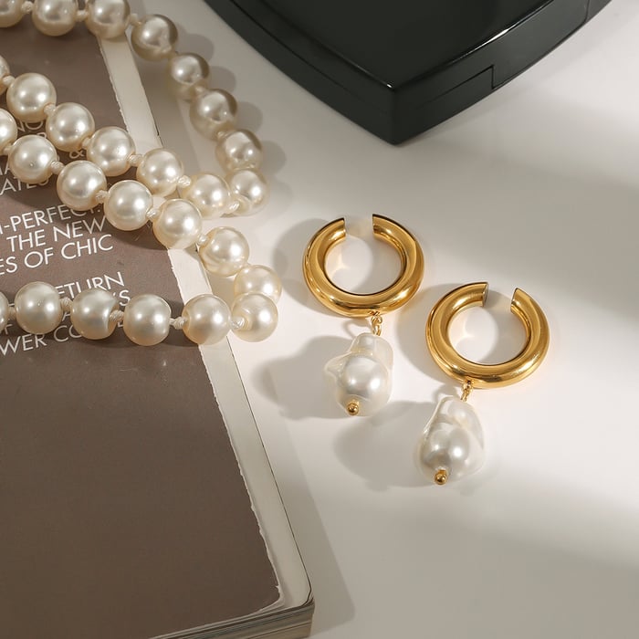 1 paar klassische serie  runde edelstahl gold farbe damen clip-on ohrringe Bild3