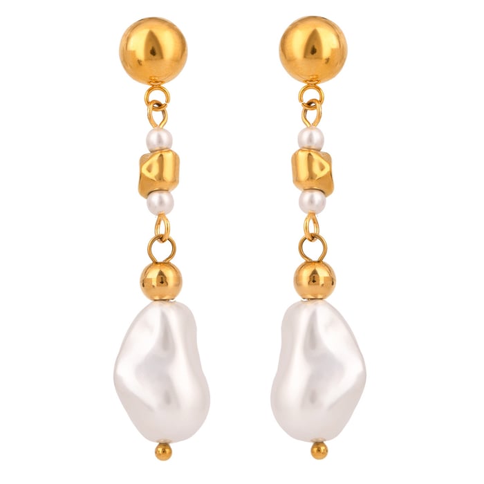 1 Pair Romantic Series Exquisite Irregular Stainless Steel Gold Color Women's Drop Earrings h5Picture8