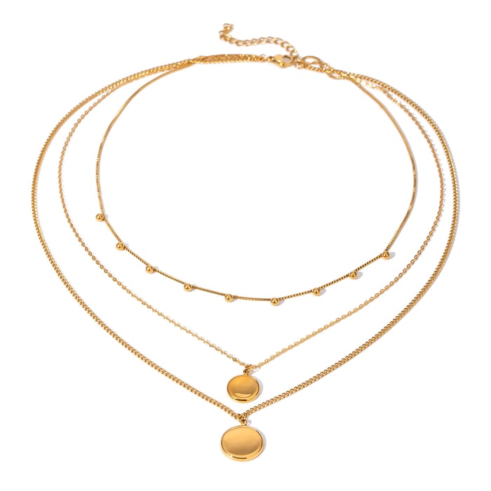 1 Stück Simple Series Klassische einfarbige Edelstahl-Mehrfachkette mit 18 Karat Goldbeschichtung für Damen h5Bild6