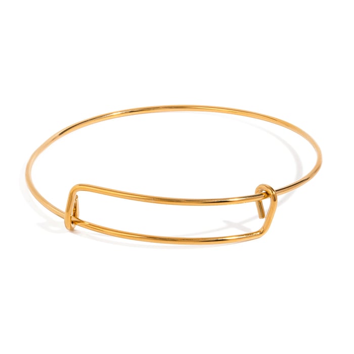 1 pezzo semplice serie classica geometrica in acciaio inossidabile placcato oro 18K braccialetti da donna h5Immagine4
