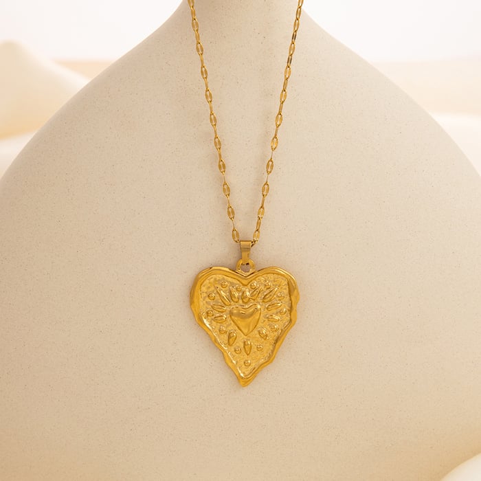 1 piece classic series elegant heart stainless steel  gold color plated women's pendant necklaces h5Picture4