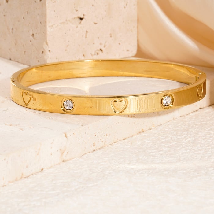 1 Stück Klassische Serie Einfache Geometrische Edelstahl Gold Farbe Damen Armreifen h5Bild3