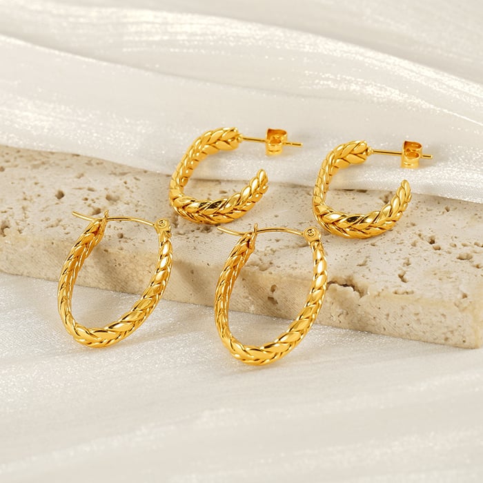 1 paar simple series simple strip titanium staal goud vergulde dames creolen h5Afbeelding4