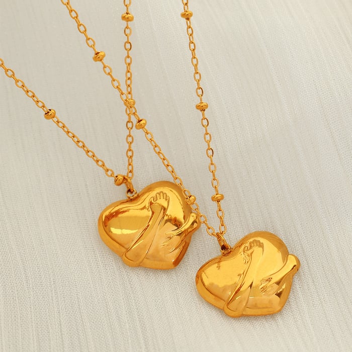 1 piece simple series retro heart titanium steel  gold plated women pendant necklaces h5Picture4
