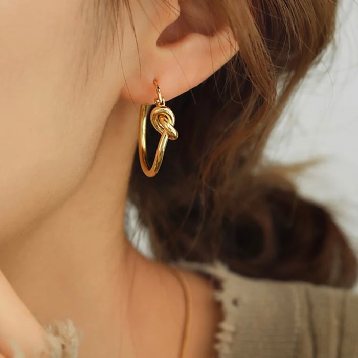 1 Pair Designable Style Chic Knot Shape Stainless Steel Gold Color Women's Stud Earrings h5Picture4