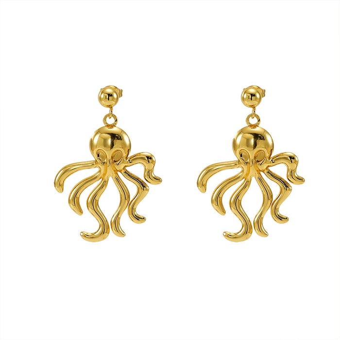 1 pair classic turtle stainless steel  gold plated women drop earrings h5Picture6