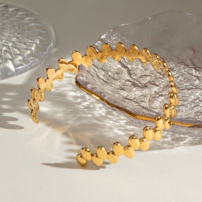 1 pezzo semplice serie semplice geometrico acciaio inossidabile placcato oro 18K braccialetti da donna h5Immagine2