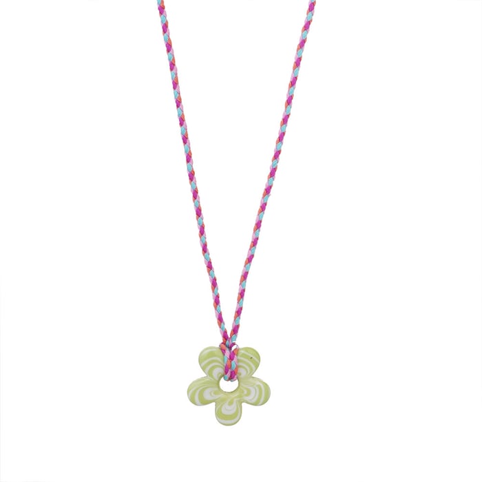 1 Piece Glamorous Series Sweet Ripple Textured Flower Glass Women's Pendant Necklaces h5Picture10