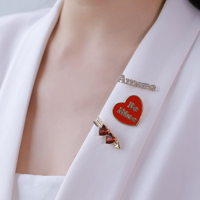 1 Piece Trendy Series Sweet Heart Drop Oil Gold Color Alloy Women's Brooches h5Picture4