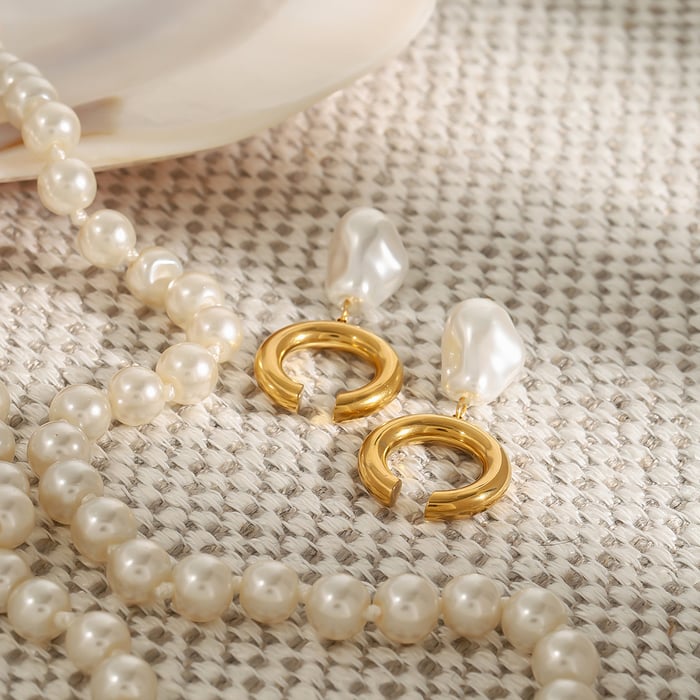 1 paar klassische serie  runde edelstahl gold farbe damen clip-on ohrringe Bild4