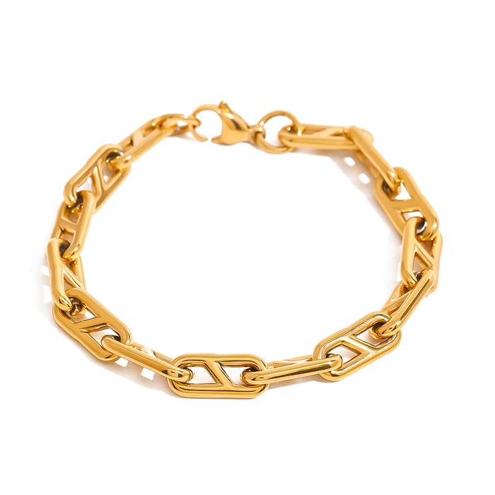 1 Stück Simple Series Klassische geometrische Edelstahl 18 Karat vergoldete Damen-Kettenarmbänder h5Bild7