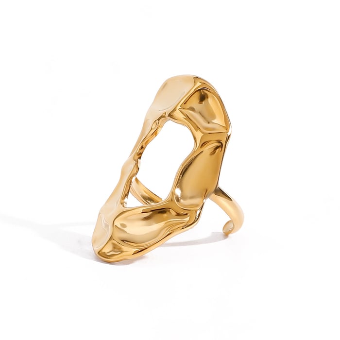 1 stück classic series  style hammermuster edelstahl goldfarben verstellbare damenringe Bild8