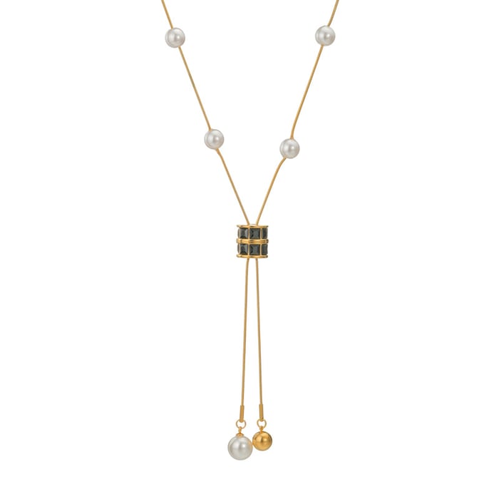 1 Stück Simple Series Casual Geometric Edelstahl 18 Karat vergoldete Kunstperle Damen-Anhänger-Halsketten h5Bild4