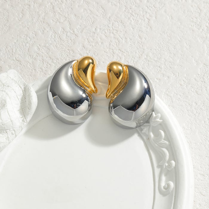 1 Paar Simple Series Casual Droplet Edelstahl 14K vergoldet Damen Ohrstecker h5Bild2