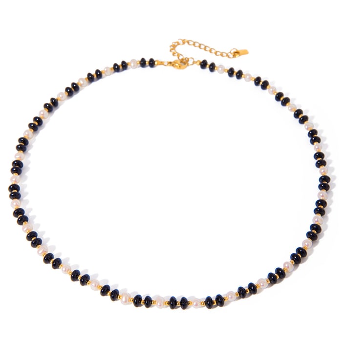 1 piece classic series elegant beads stainless steel  gold plated artificial pearl women beaded necklaces h5Picture5