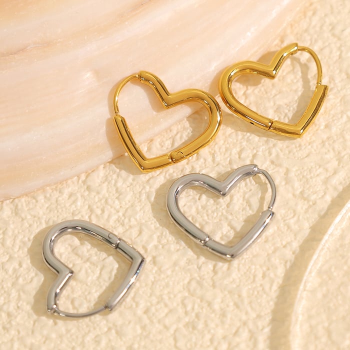 1 pair simple series classic geometric titanium steel  gold color plated women's hoop earrings h5Picture3