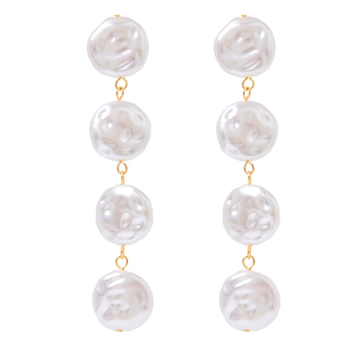 1 pair classic series elegant beads stainless steel  gold plated artificial pearl women drop earrings h5Picture6
