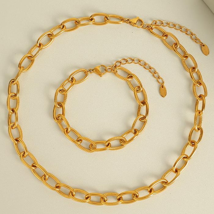 1 Piece Simple Series Classic Solid Color Titanium Steel   Gold Color  Women's Chain Necklaces h5Picture7
