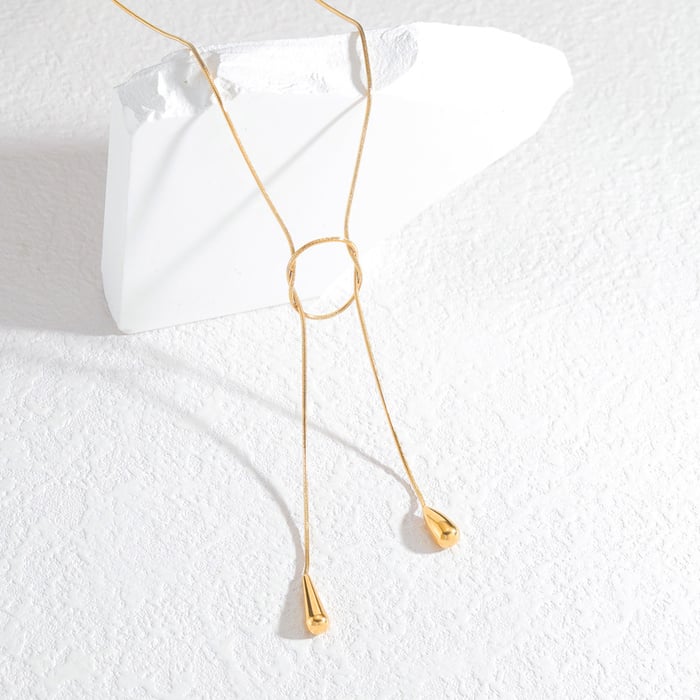 1 Stück Simple Series Casual Quaste Edelstahl 18 Karat vergoldet Damen Anhänger Halsketten Bild2