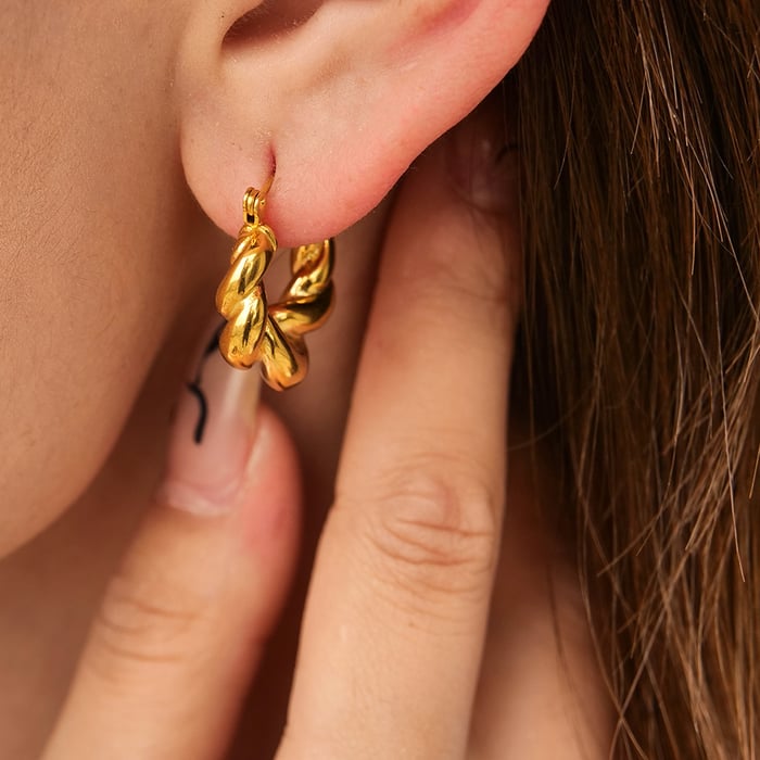 1 paar klassische serie  ringförmige edelstahl gold farbe damen creolen h5Bild7