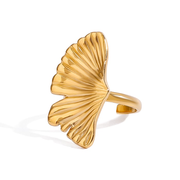 1 Stück Romantische Serie Natürliche Pflanze Edelstahl Gold Farbe Damen verstellbare Ringe h5Bild9