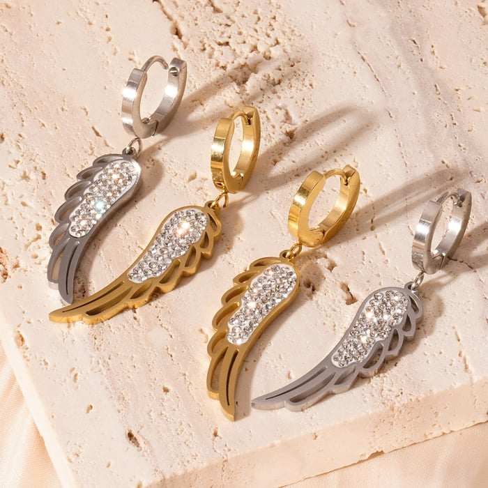 1 Pair Sophisticated Series Chic SwingsTitanium Steel Gold Color Women's Drop Earrings h5Picture5
