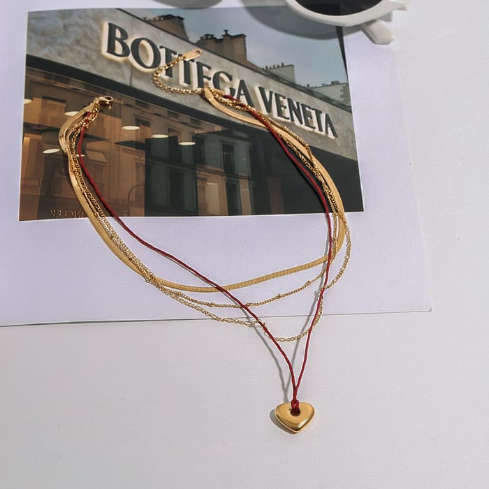 1 stück klassische serie liebe/herzform edelstahl gold farbe damen layered halsketten h5Bild6